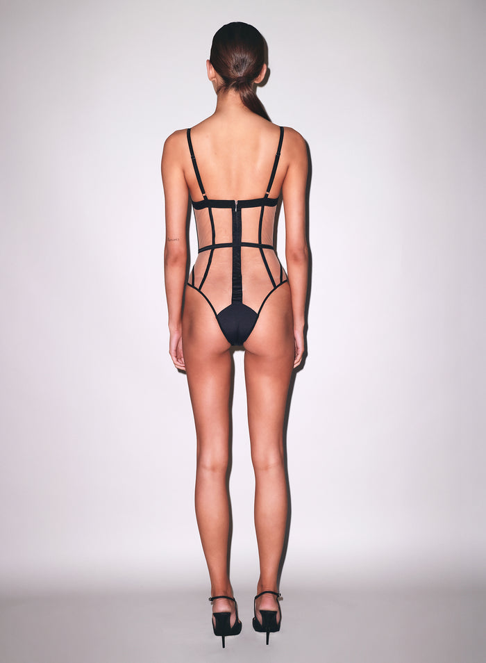 Caged Bodysuit-black