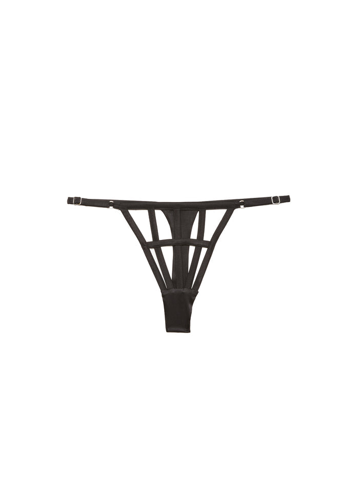 Caged Thong-black-flat