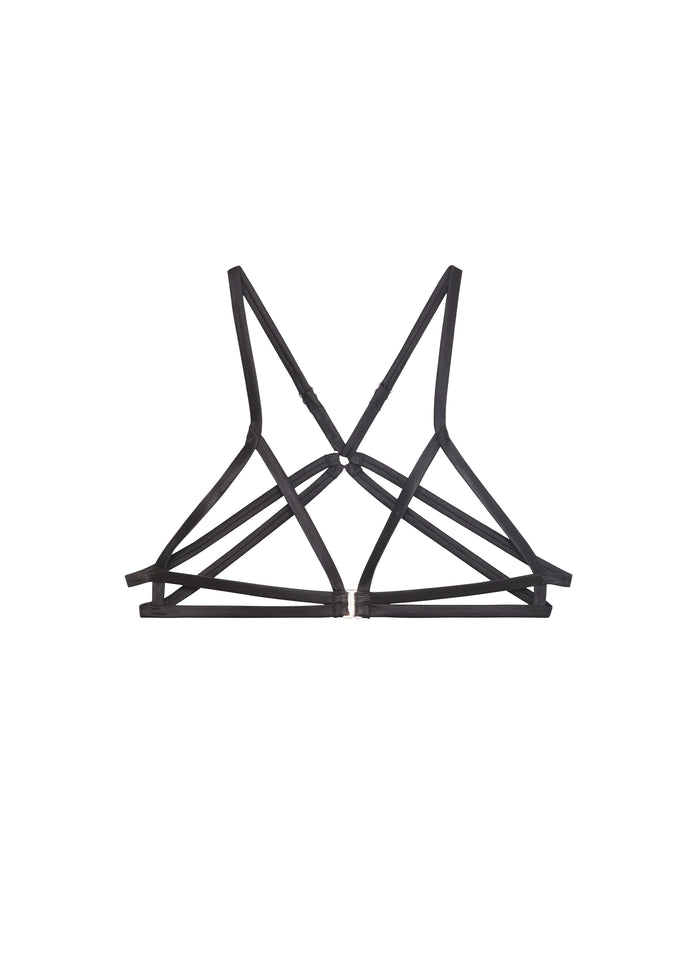 Caged Triangle Bra-black-flat