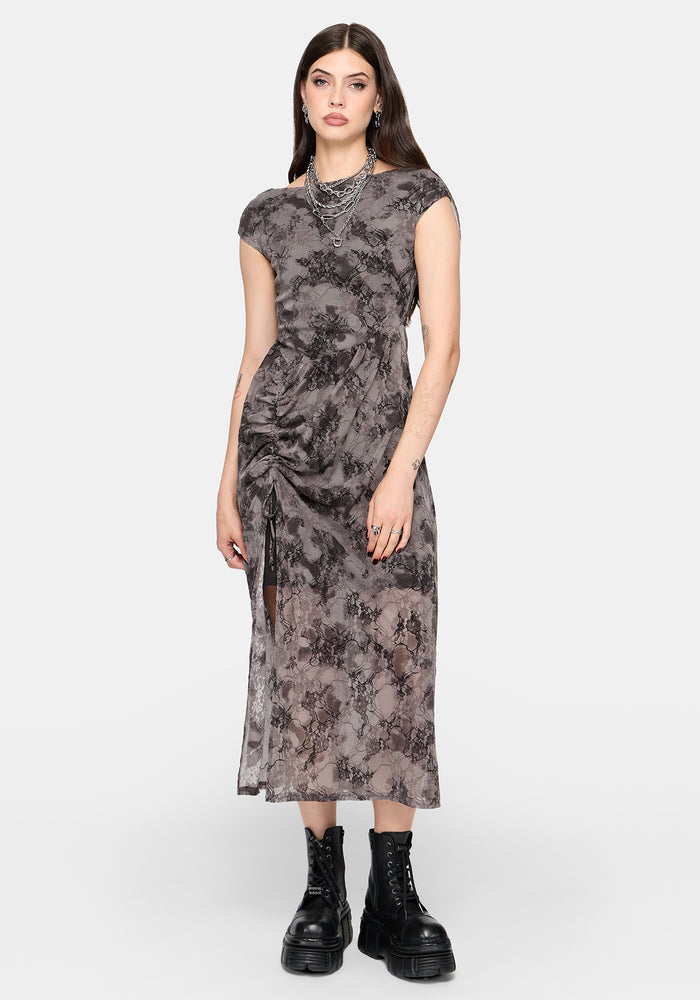 CANCELLED - Juniper Ruched Mesh Midaxi Dress