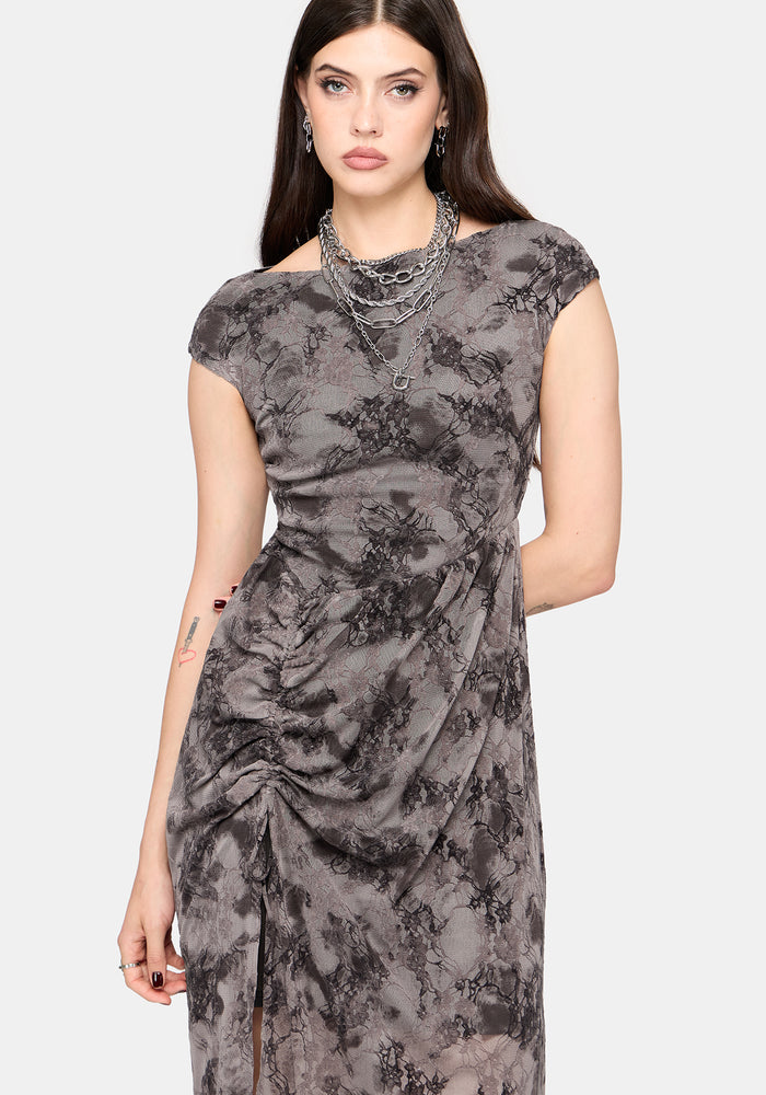 CANCELLED - Juniper Ruched Mesh Midaxi Dress