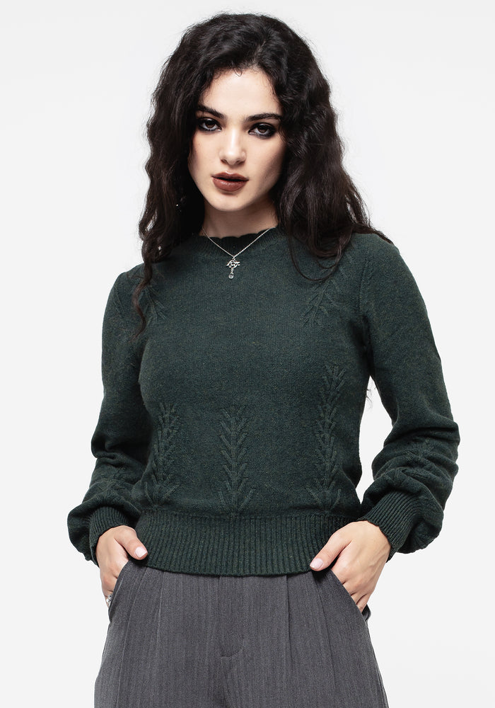 Canopy Raised Fern Intarsia Knit Sweater