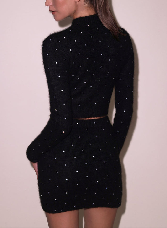 Cashmere Mini Skirt-black-back