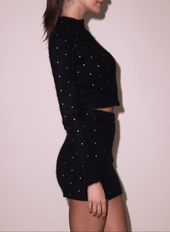 Cashmere Mini Skirt-black-side