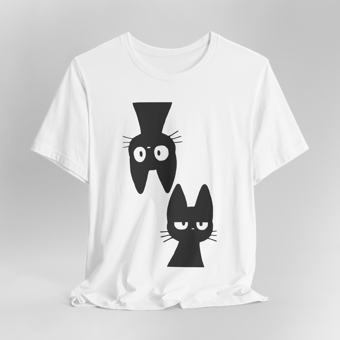 Cat Duo Graphic Tee — Minimal Black Cat Faces T-Shirt