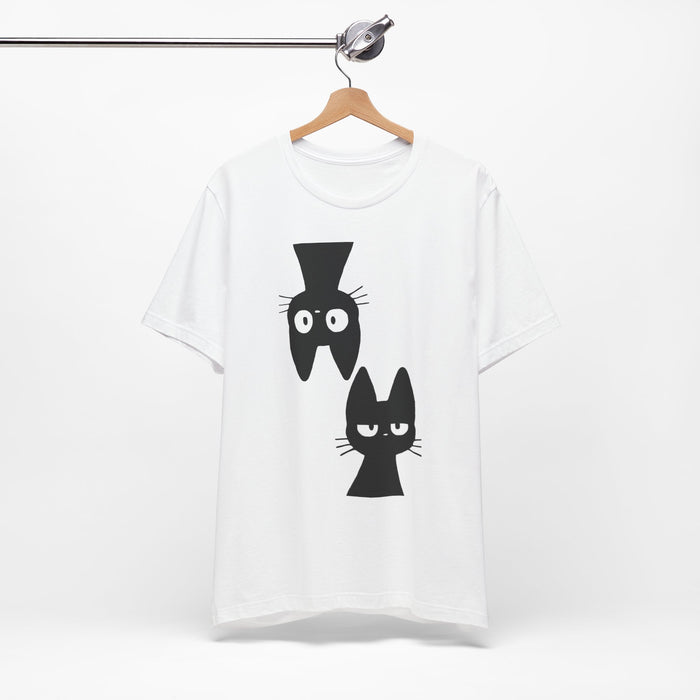 Cat Duo Graphic Tee — Minimal Black Cat Faces T-Shirt