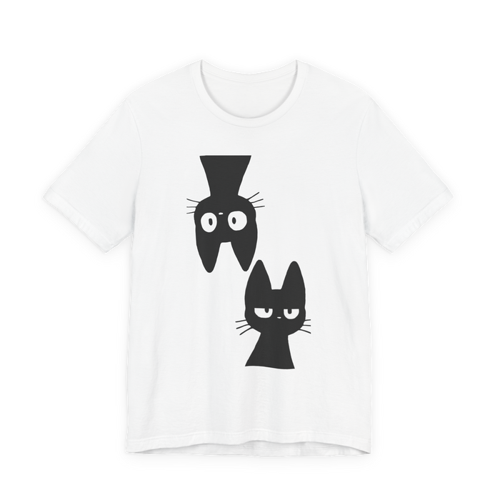 Cat Duo Graphic Tee — Minimal Black Cat Faces T-Shirt