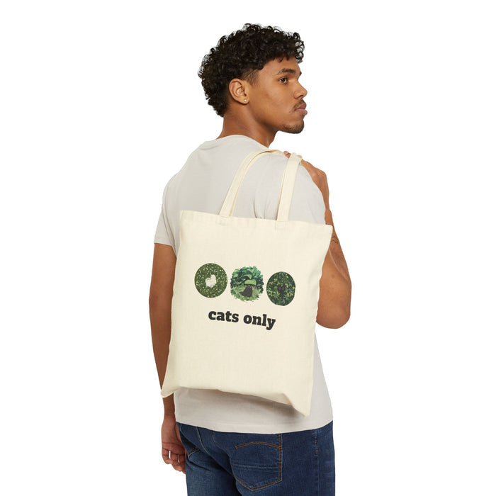 Cats Only Canvas Tote Bag – Floral Cat Face Reusable Grocery Bag