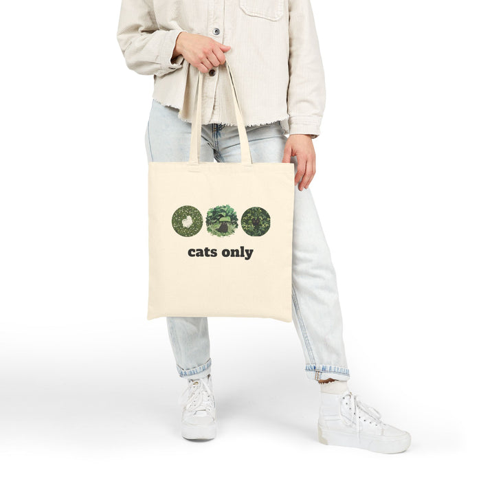 Cats Only Canvas Tote Bag – Floral Cat Face Reusable Grocery Bag