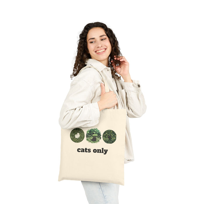 Cats Only Canvas Tote Bag – Floral Cat Face Reusable Grocery Bag