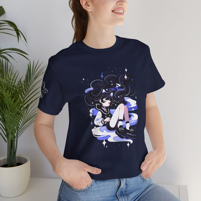 Celestial Girl Graphic Tee — Dreamy Anime Night Sky T-Shirt