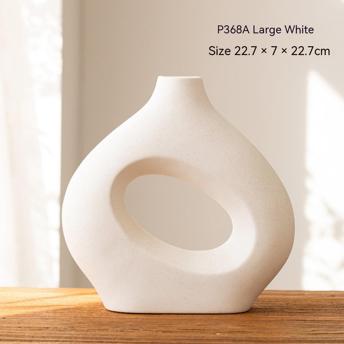 Ceramic circle vase decorations white modern ceramic flower vase