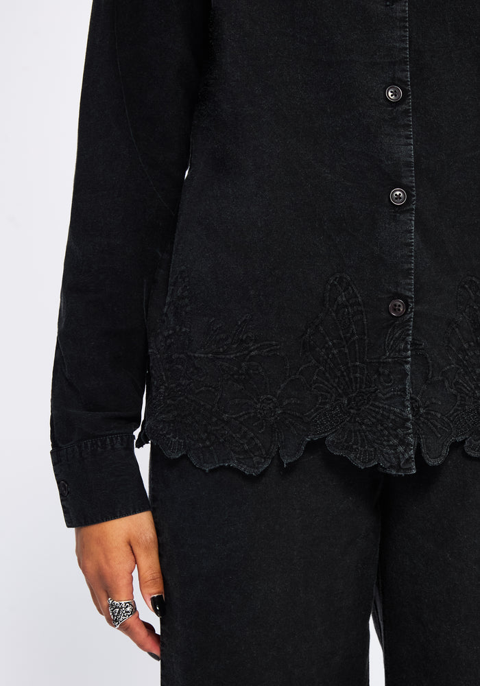 Ceres Cotton Moth Broderie Hem Shirt