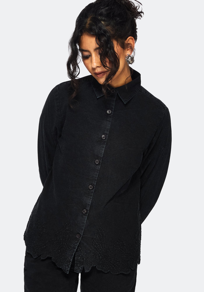 Ceres Cotton Moth Broderie Hem Shirt