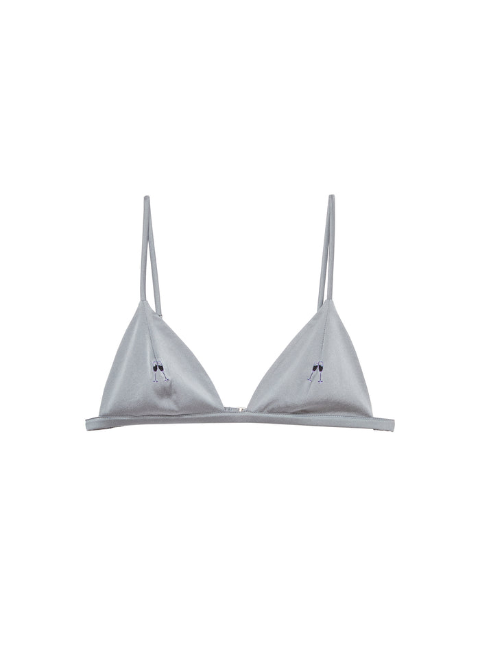 Champagne Embroidered Luxe Triangle Bra-mr grey-flat