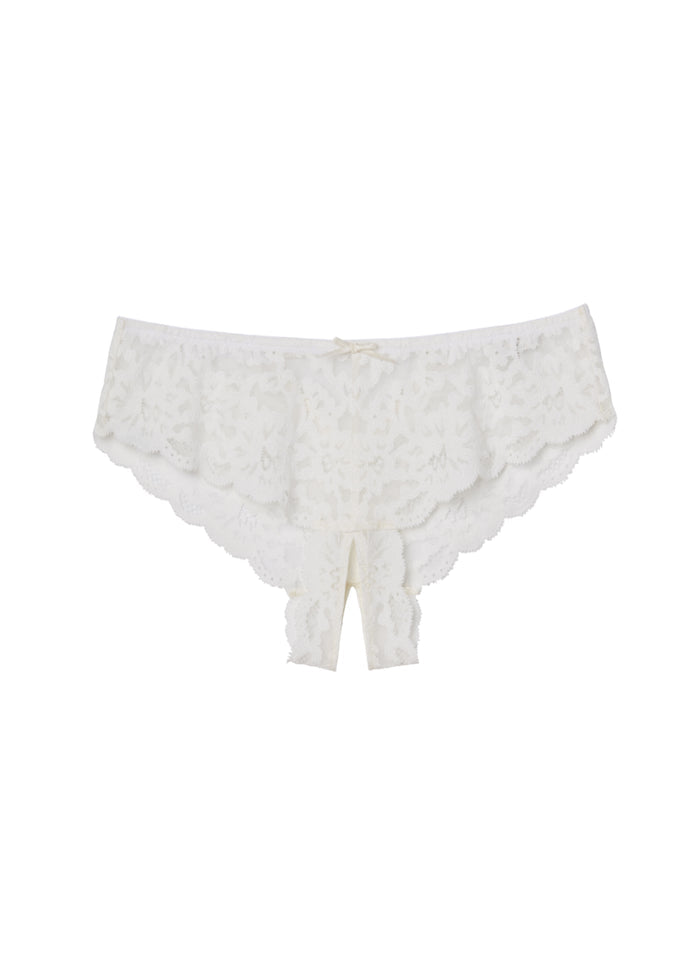 Charlotte Crotchless Panty-ivory-Fleur du Mal-flat