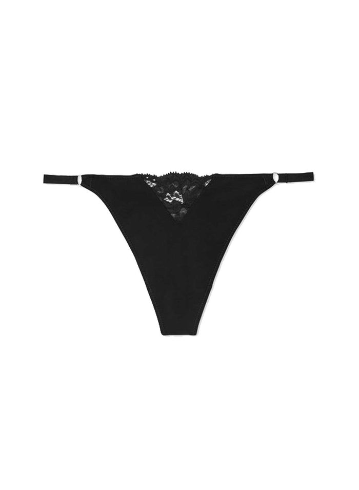 Charlotte Lace No Show V-String-black-flat