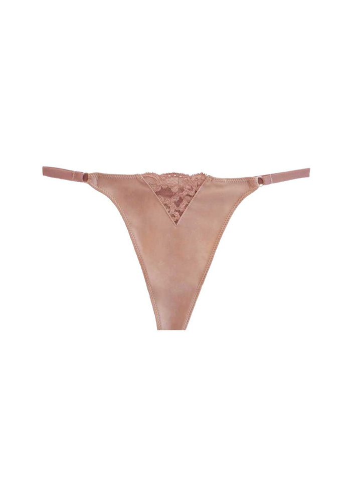 Charlotte Lace No Show V-String-tan-flat