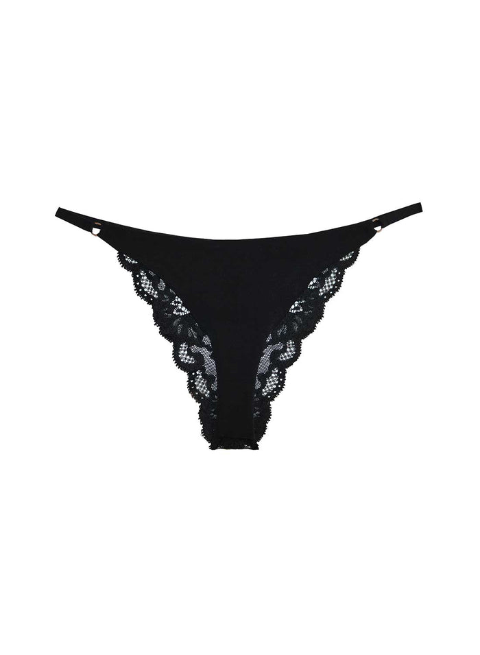 Charlotte Lace Seamless String Cheeky-black-flat