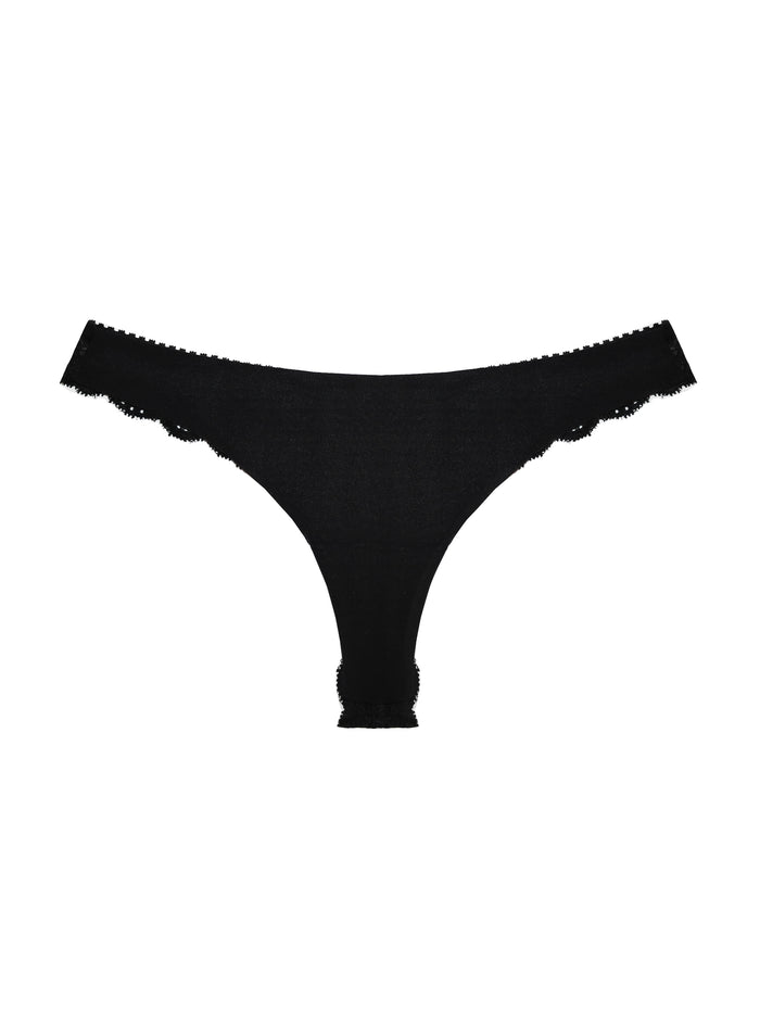 Charlotte Lace Seamless Thong-black-Fleur du Mal-flat