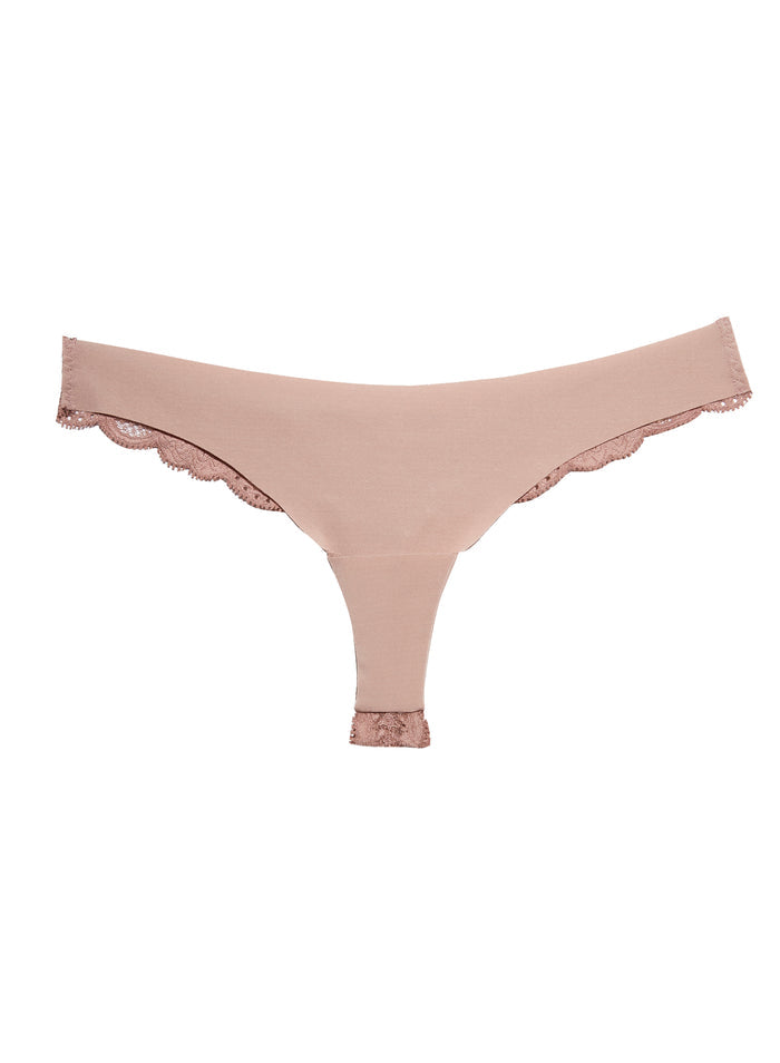 Charlotte Lace Seamless Thong-tan-flat