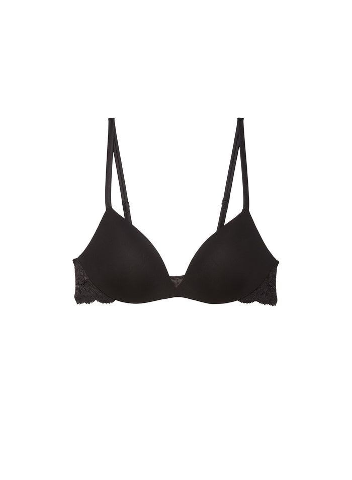 Charlotte Lace Wireless Push Up Bra-black-flat
