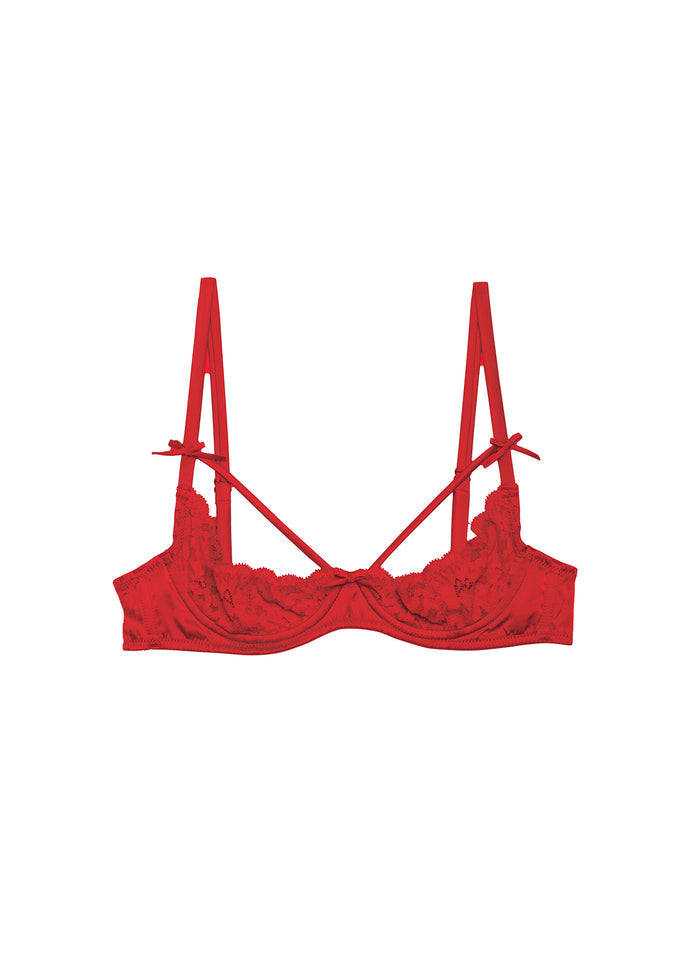 Charlotte Peekaboo Bra-rouge-Fleur du Mal-flat
