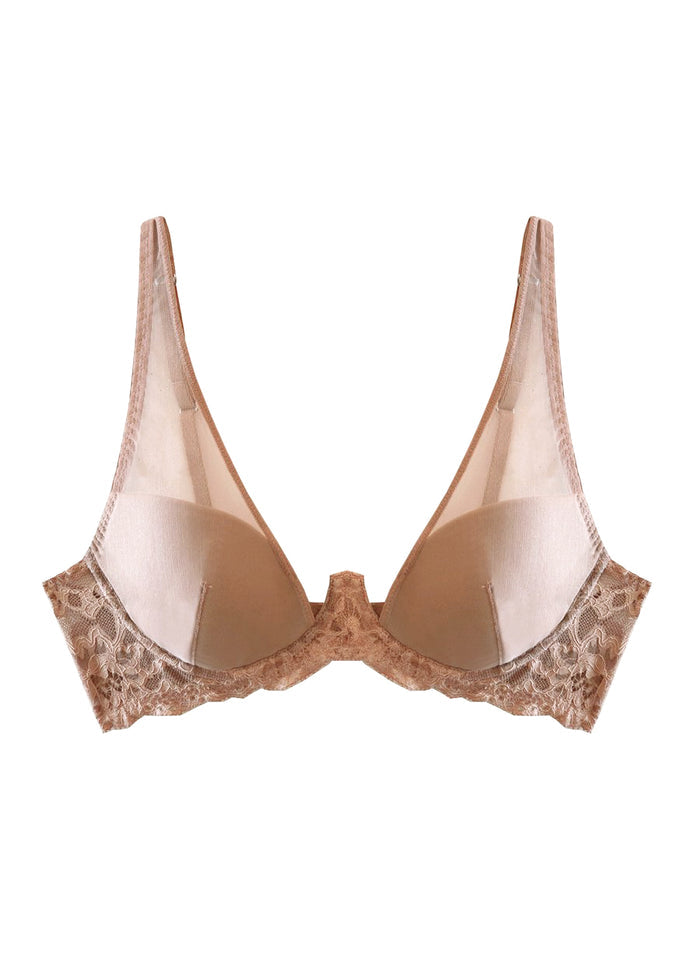 Charlotte Sheer Overlay Demi Bra-tan-flat