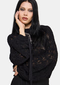 Cherith Balloon Sleeve Pointelle Stripe Sweater