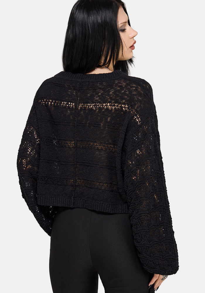 Cherith Balloon Sleeve Pointelle Stripe Sweater