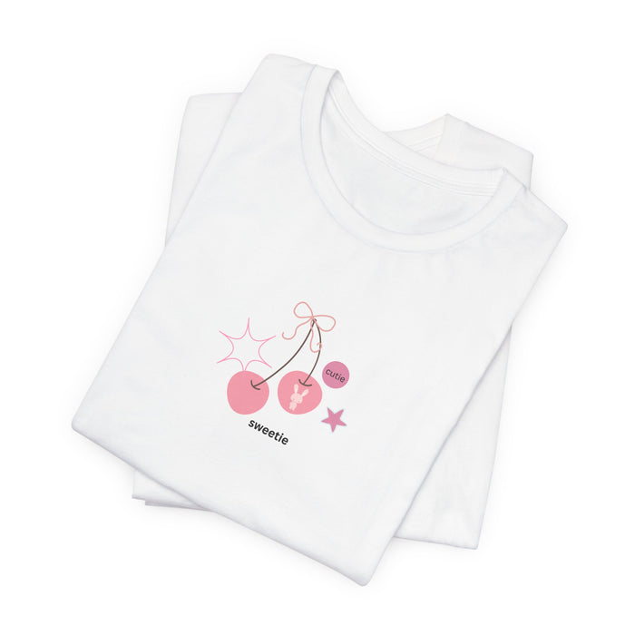 Cherry Hearts Tee - Cute Pink Graphic 'sweetie' Shirt