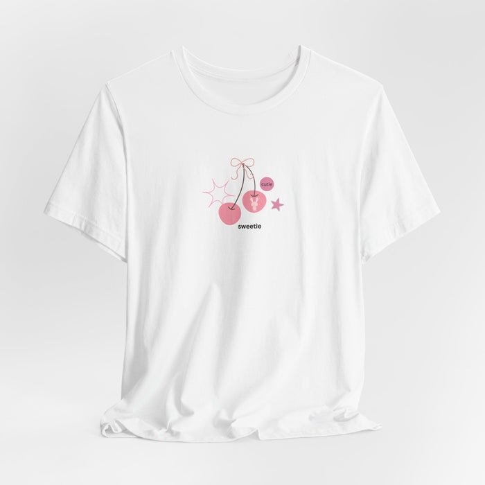Cherry Hearts Tee - Cute Pink Graphic 'sweetie' Shirt