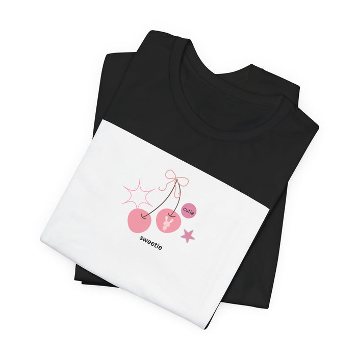 Cherry Hearts Tee - Cute Pink Graphic 'sweetie' Shirt