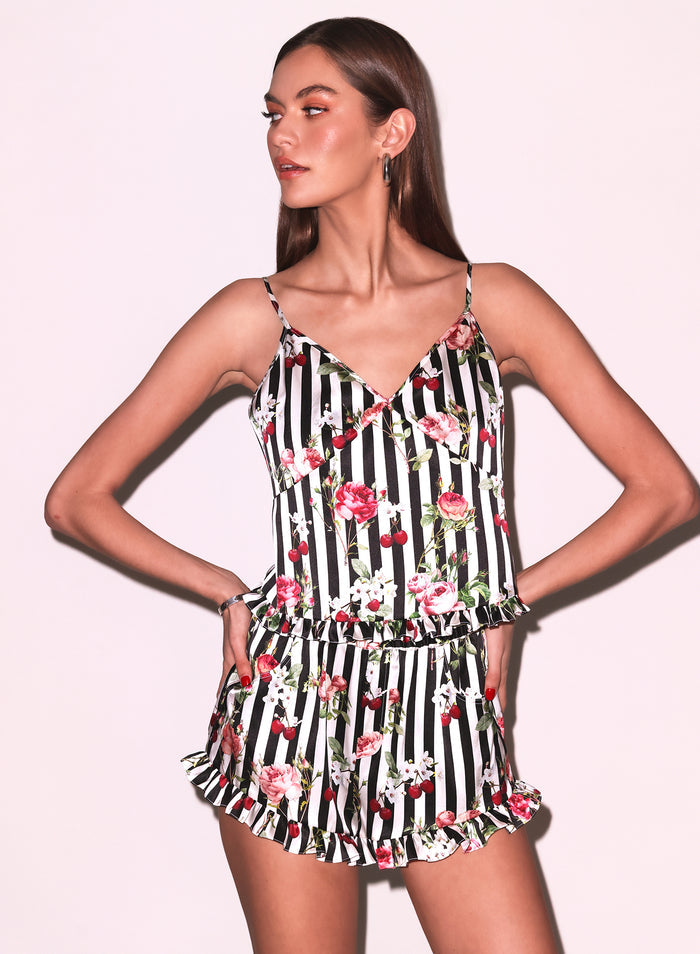Cherry Rose Ruffle Cami-Fleur du Mal