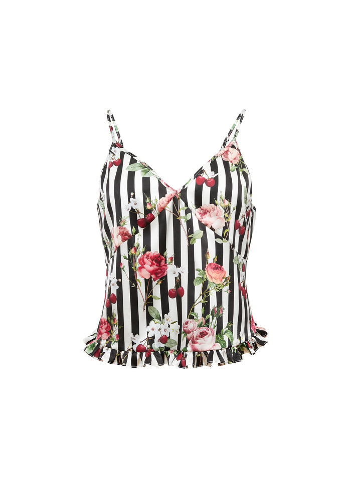 Cherry Rose Ruffle Cami-flat