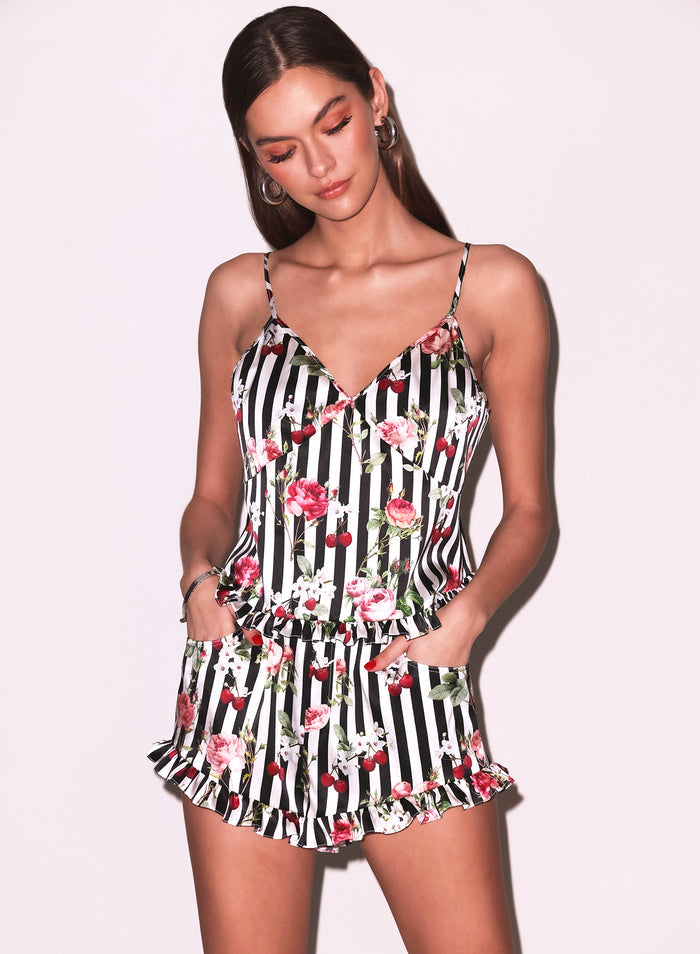 Cherry Rose Ruffle Cami