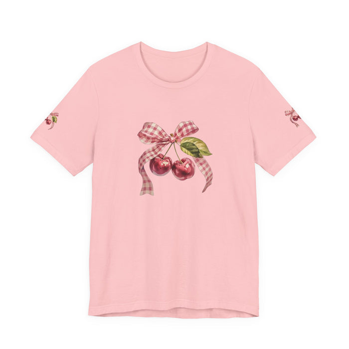 Cherry Vintage Bow Tee — Retro Fruit Graphic T-Shirt