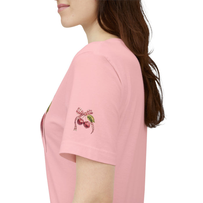Cherry Vintage Bow Tee — Retro Fruit Graphic T-Shirt