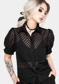 Chevron Button Up Blouse Top
