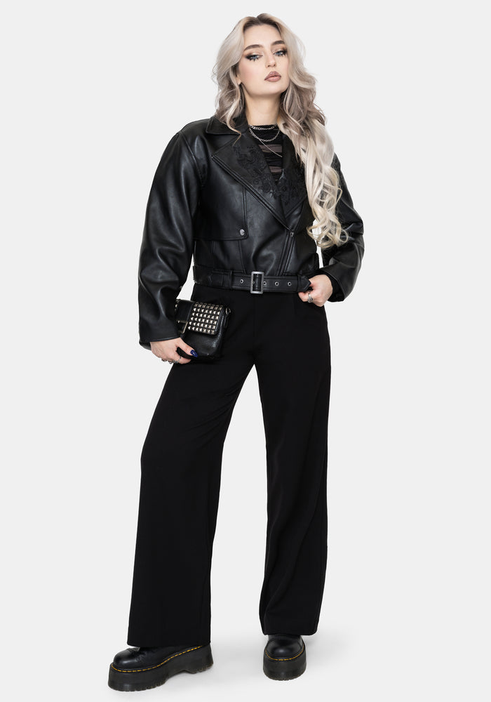 Clash Phoenix Embroidered Faux Leather Jacket