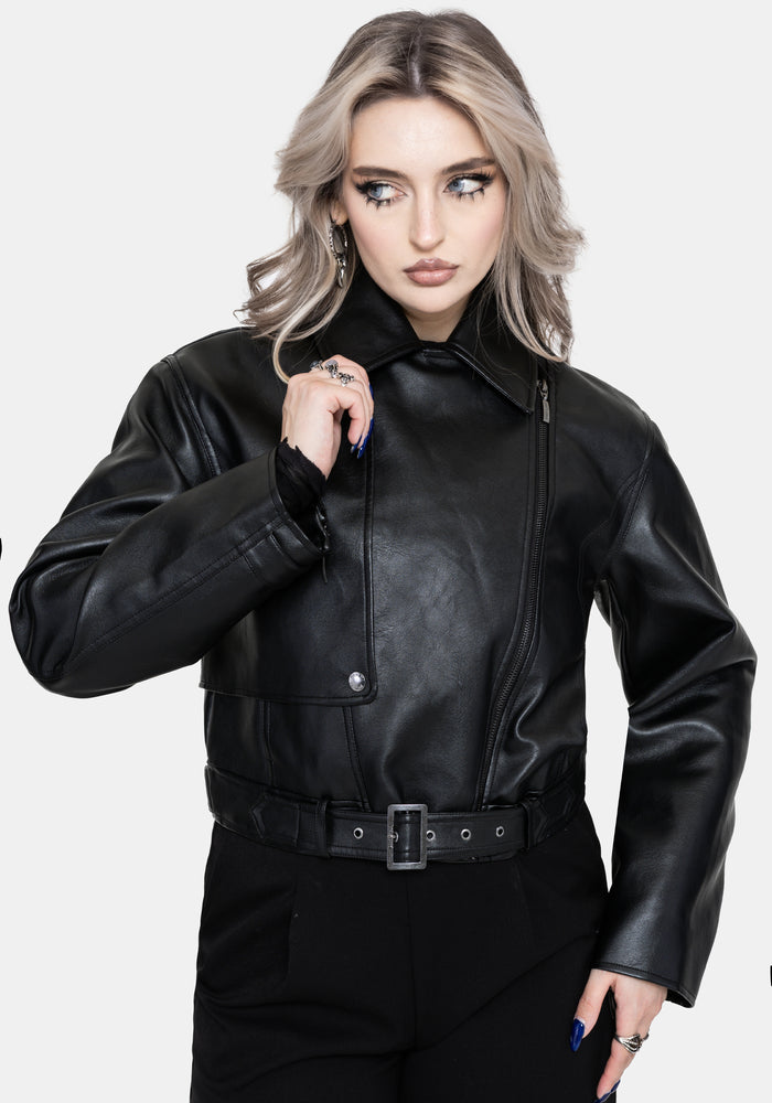 Clash Phoenix Embroidered Faux Leather Jacket