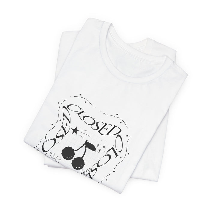 Closed Cherries Graphic Tee — Vintage Black Cherry Logo T-Shirt