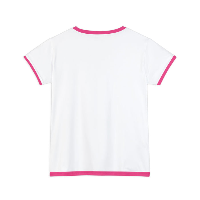 College 89 Pink Ringer Tee — Women's Retro Varsity Short Sleeve Shirt