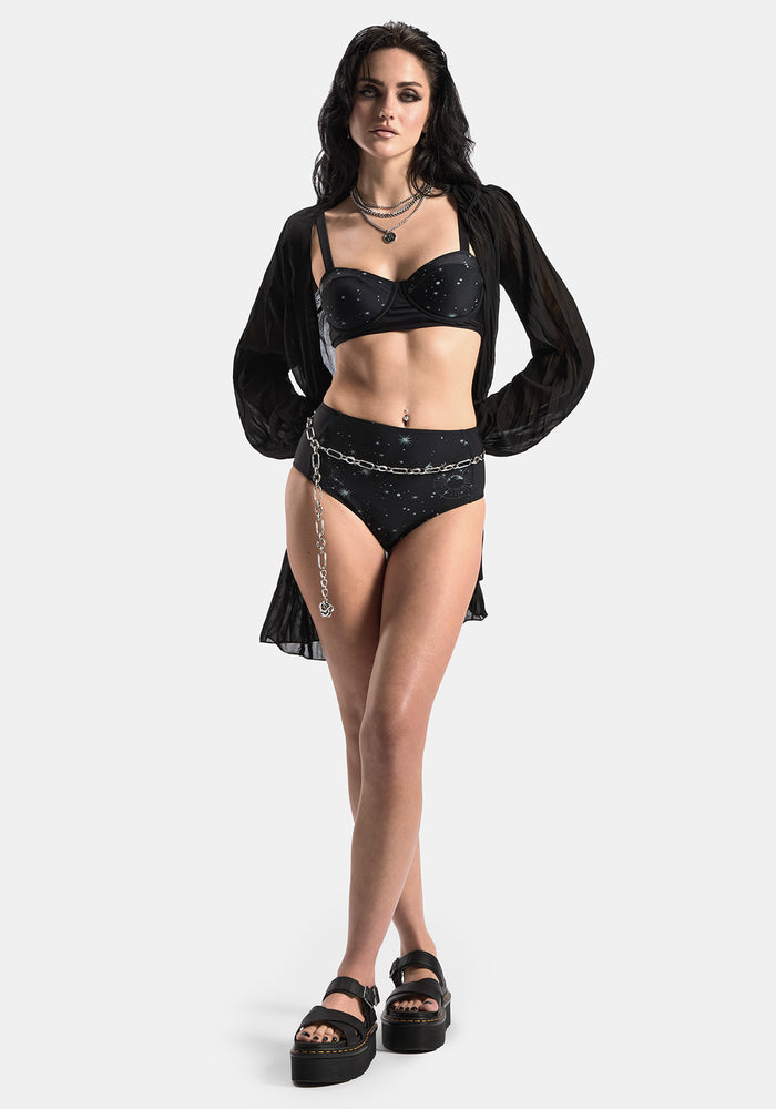 Comet Celestial Printed High Waist Bikini Bottom
