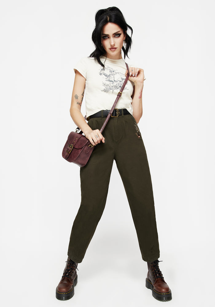 Copia Cotton Embroidered Tapered Tailored Trousers