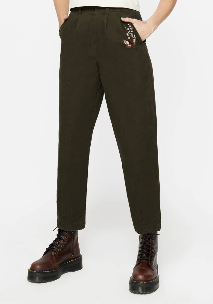 Copia Cotton Embroidered Tapered Tailored Trousers