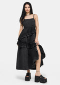 Corvina Fitted Bodice Waterfall Tiered Midaxi Dress US 2