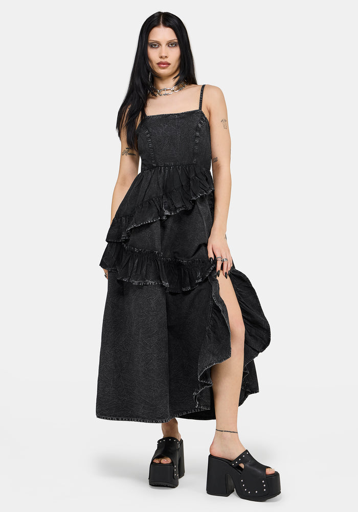 Corvina Fitted Bodice Waterfall Tiered Midaxi Dress US 2