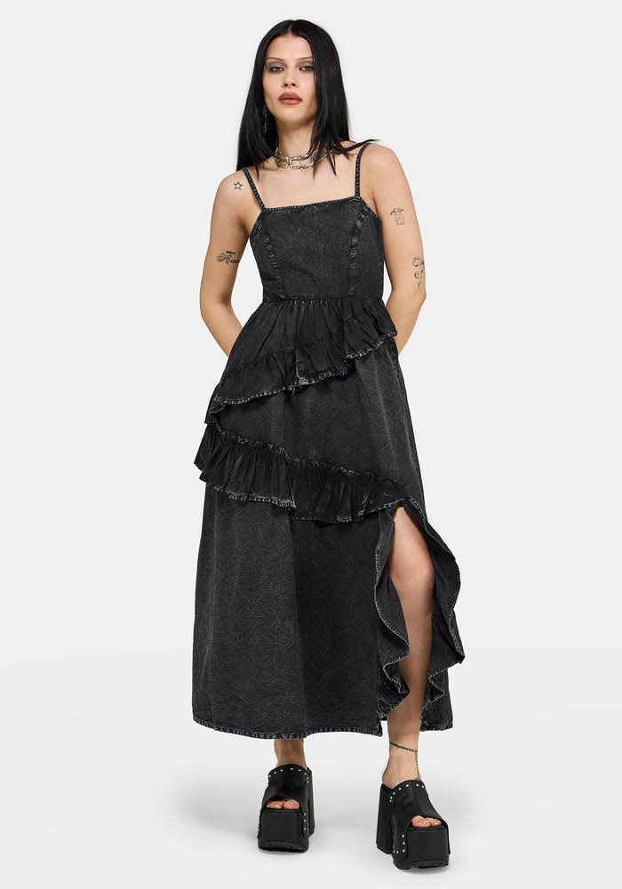 Corvina Fitted Bodice Waterfall Tiered Midaxi Dress US 2