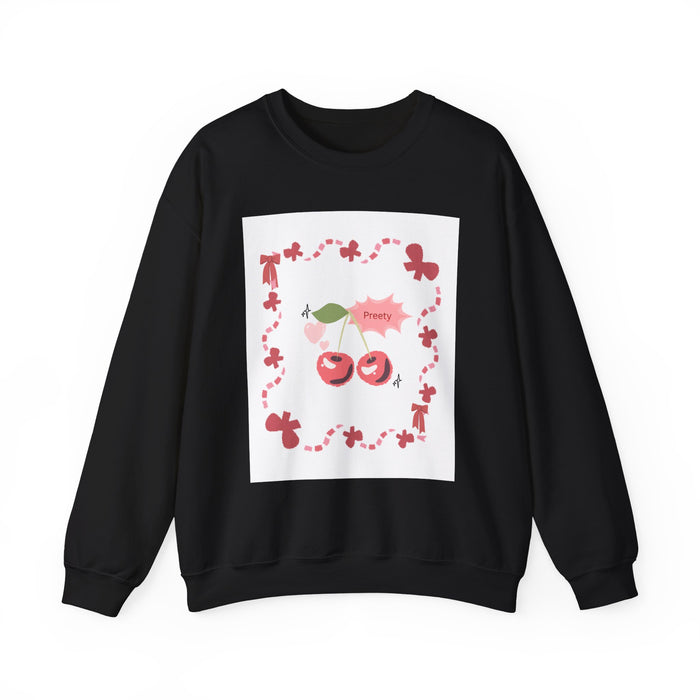 Crewneck Sweatshirt — Pink Cherry 'Pretty' Graphic Pullover